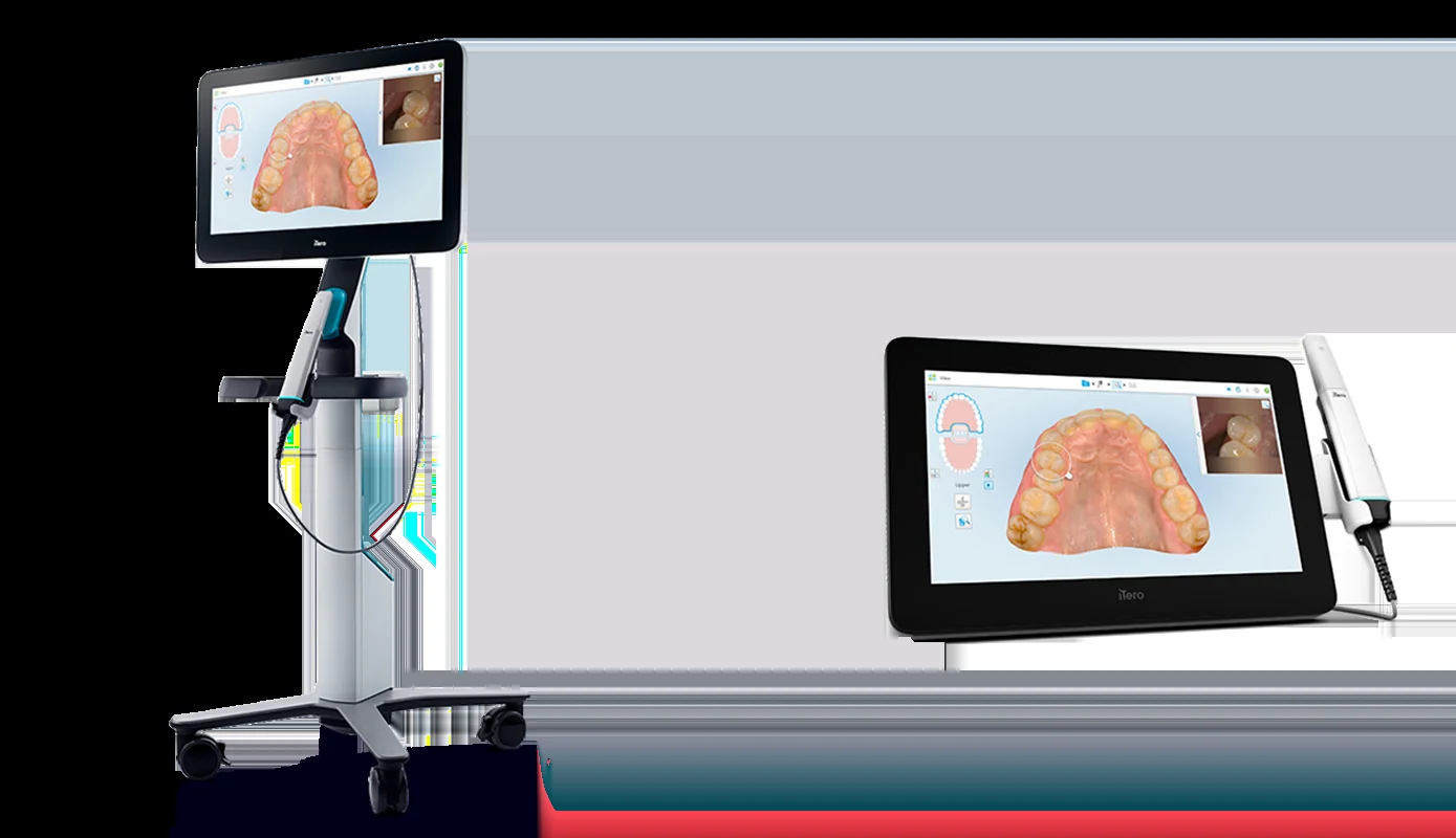 The iTero Lumina intraoral scanner and its screen